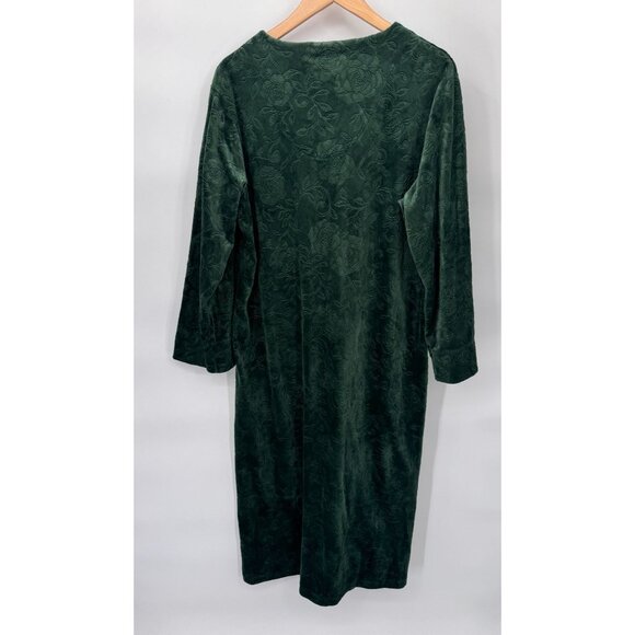 Miss Elaine Full Zip Gown Robe Womens Small Green Fleece Polyester Pockets - Picture 9 of 9